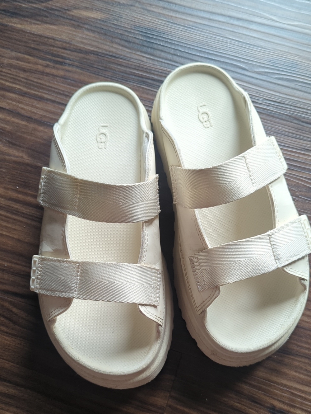 UGG Kids Neutral Cream Double-Strap Slide Sandals